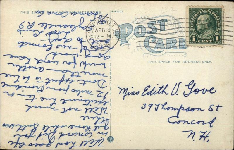 Woonsocket RI RR Train Station Depot c1920 Postcard