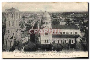 Postcard Old Towers I and L panorama of the Charlemagne Tower of the Basilica...