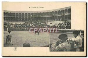 Old Postcard Bullfight bull Toro bull Entree