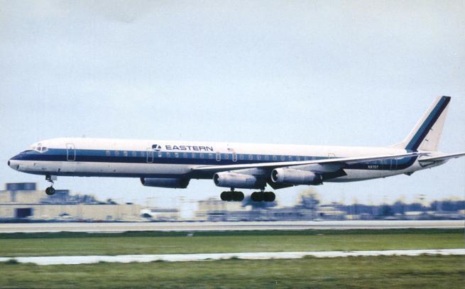 Eastern Airlines Douglas DC-8 landing at Miami Airport