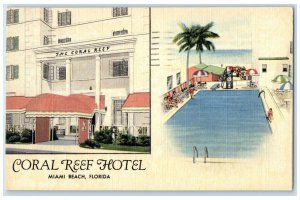 1950 Coral Reef Hotel Exterior Advertising Miami Beach Florida Vintage Postcard