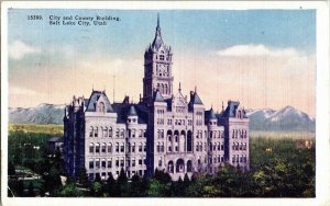 City County Building Salt Lake City Utah Vintage Linen Postcard Cancel PM 1c WOB 