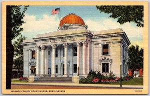 Reno Nevada NV, Washoe County Court House Building, Entrance, Vintage Postcard
