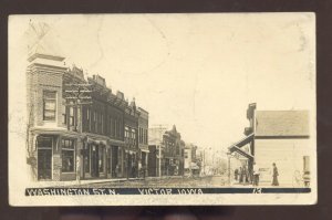 RPPC VICTOR IOWA DOWNTOWN WASHINGTON STREET SCENE REAL PHOTO POSTCARD