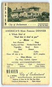 MUKWONAGO, WI Wisconsin ~ HEAVEN RESTAURANT on Fox River 1949 Roadside Postcard