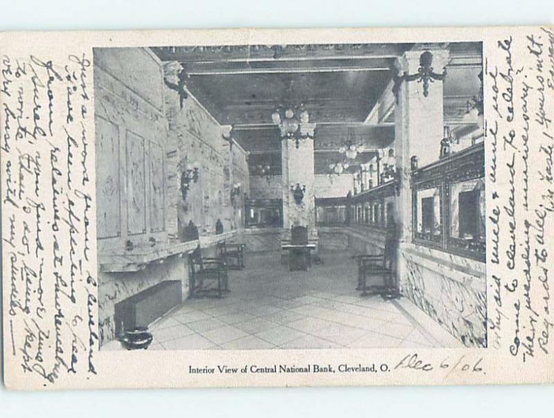 Pre-1907 CENTRAL NATIONAL BANK INTERIOR Cleveland Ohio OH hp9172