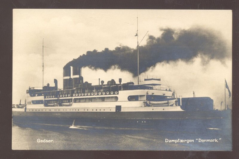 RPPC GADSEN DAMPFAERGEN DANMARK DENMARK SHIP BOAT REAL PHOTO POSTCARD