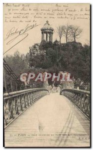 Postcard Old Suspension Bridge in Paris Parc des Buttes Chaumont