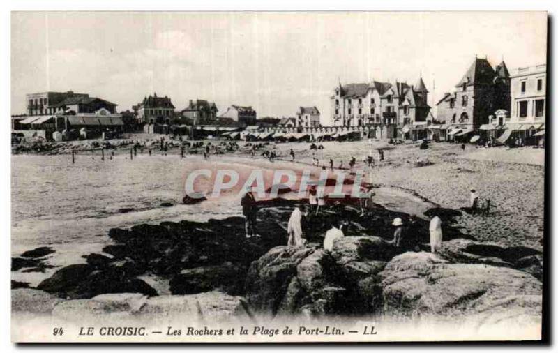 Old Postcard Croisic The rocks and the beach of Port Lin