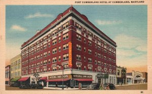 Vintage Postcard 1930's Fort Cumberland Hotel At Cumberland Maryland MD