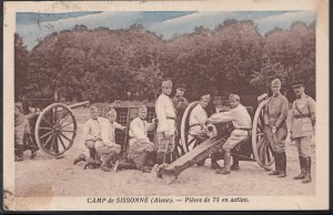 France Postcard - Camp De Sissonne (Aisne) - Pieces De 75 En Action  MB527
