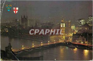 Modern Postcard Big Ben and Westminster Bridge at Night London
