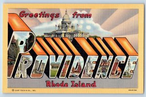c1940's Greetings From Providence Building Rhode Island Correspondence Postcard