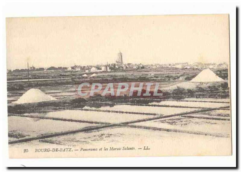 Batz Old Postcard Panorama and salt marshes