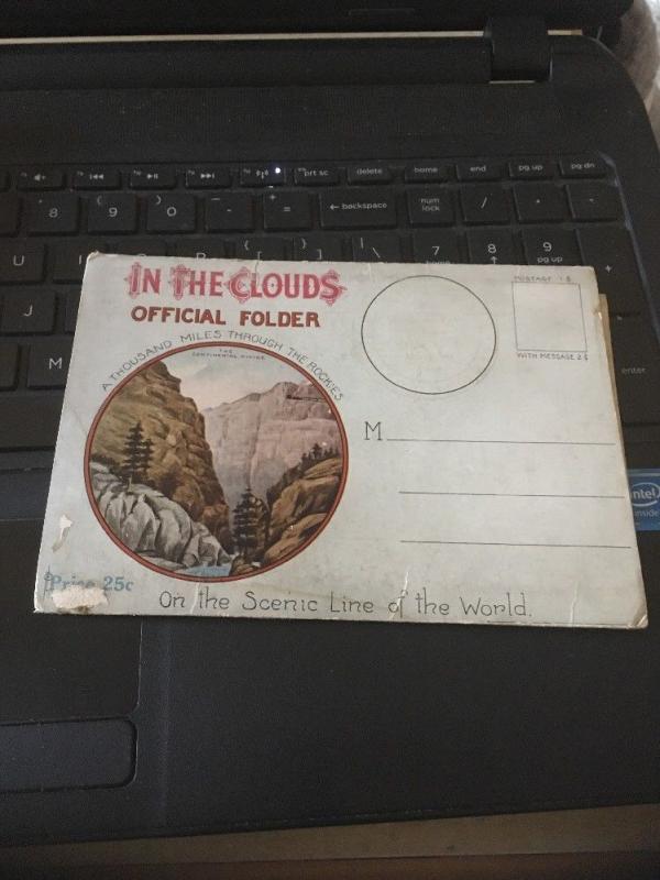 Vtg Picture Postcard Book: In The Clouds, Official Folder, 18 Views