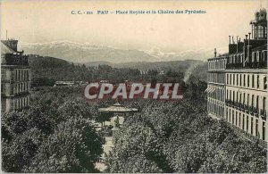 Old Postcard Pau Place Royale and the Chaine des Pyrenees