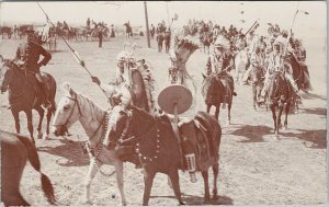 Indigenous & Police Horseback First Nations People 1923 RPPC Postcard E72 *as is