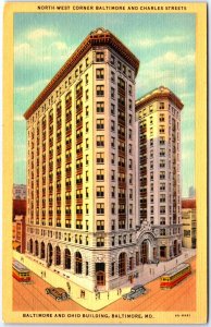 VINTAGE POSTCARD BALTIMORE AND OHIO RAILROAD CO BUILDING AT BALTIMORE MARYLAND