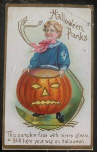 1916 Morrisville VT Usa Picture Postcard PPC Cover Halloween Pranks