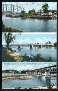 dc1383- TROIS RIVIERES Quebec Postcard 1910s St. Maurice River Bridges