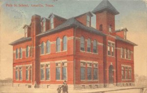 POLK ST. SCHOOL AMARILLO TEXAS POSTCARD 1909