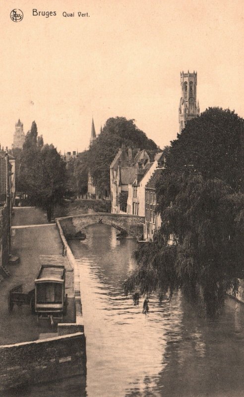 Vintage Postcard 1910's Bruges Quai Vert Ern Thill Bruxelles Serie Belgium