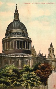 Vintage Postcard 1910's St. Paul's From Cheapside London England UK