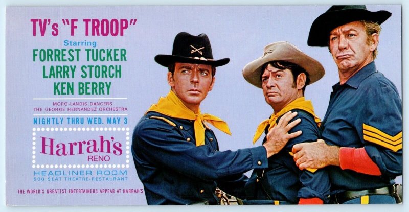 HARRAH'S RENO, Nevada NV ~ F TROOP TV Stars 1967  Advertising 8x4 Postcard