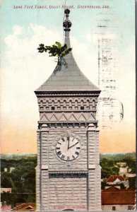 Lone Tree Tower, Court House, Greensburg IN c1910 Vintage Postcard S60
