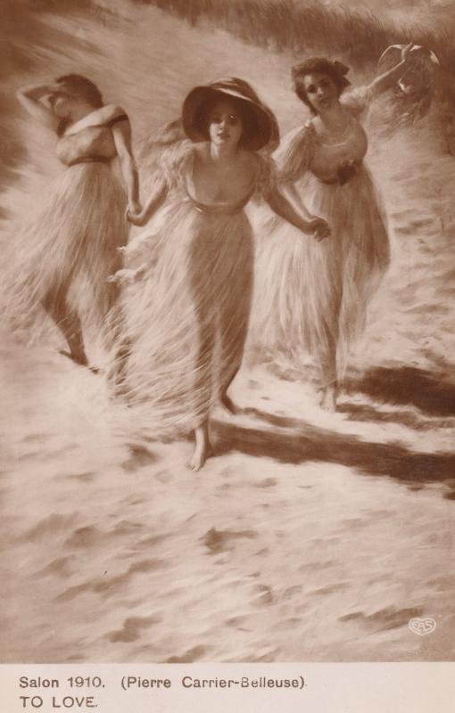 Salon 1910 To Love Pierre Carrier Belleuse RPC Glamour Risque Postcard