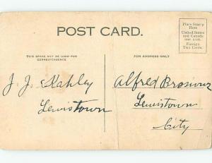 Bent Pre-Linen comic MAN USING ANTIQUE FAN IN THE SWIMMING POOL HL2640