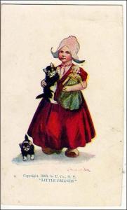 Dutch Girl with a Cat and Doll by Bernhardt Wall