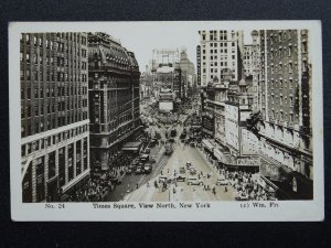 USA America NEW YORK & TIMES SQUARE North View c1930s RP Postcard