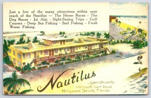The Nautilus Motel Apartments Hollywood Beach Florida Palm Attractions Postcard