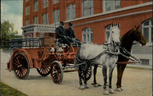 Flint MI Central Fire Station Horse Team c1910 Postcard NICE CLOSE-UP