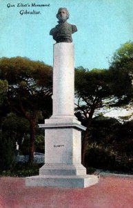 Gibraltar Gen Eliott's Monument Vintage Postcard 09.82