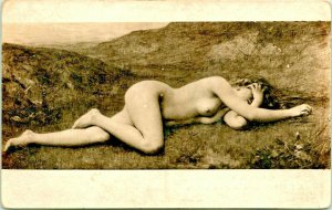 Vtg Postcard 1910s Erotic Women Apres La Faute by  A.J.Chantron UNP Risque