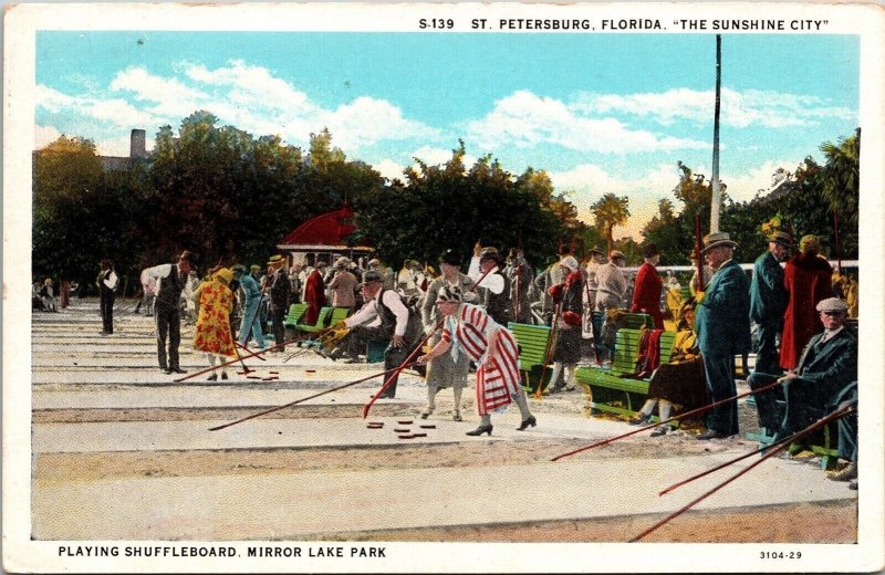 St Petersburg Downtown Sunshine City Florida Shuffleboarding DB Postcard 