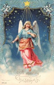 BR74030 star  child angel   christmas embossed    usa