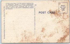 c1940s OK Native American Indian Youth Linen Postcard Traditional Headdress A89