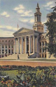 County Building Denver Colorado linen postcard