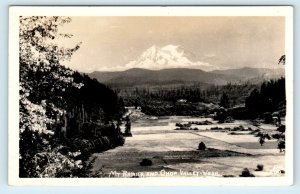 RPPC OHOP VALLEY, WA  ~  MT RAINIER & Ohop Valley  c1940s Ellis #500  Postcard