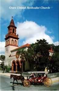 Grace United Methodist Church Horse Carriage St Augustine Florida Fl Postcard