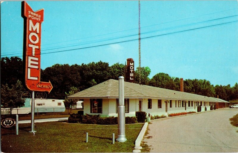 Three Point Motel Elkhart Indiana 46514 US 20 112 Vacancy Vintage Postcard Vtg 