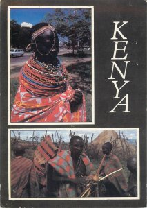 Kenya ethnic types postcard butterfly stamp franking