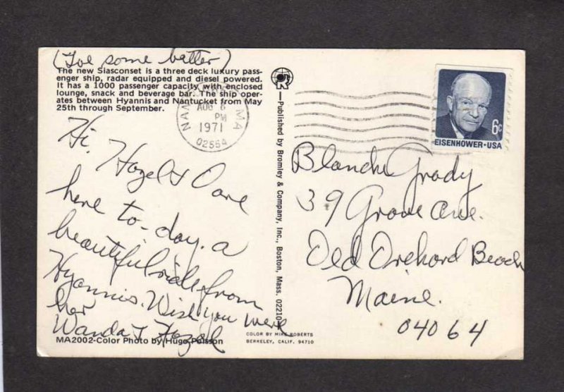 MA Ferry Boat Ship Siasconset Hyannis Nantucket Island Cape Cod Massachusetts PC