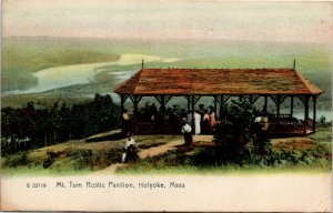 Postcard MA Holyoke Mt. Tom Rustic Pavilion Rotograph Flag Cancel UDB 1907 H19