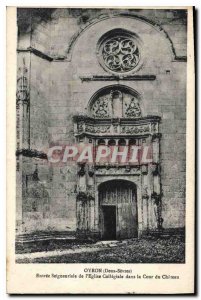 Postcard Old Oyron two Sevres Seigneuriale entrance of Collegiate Church in t...