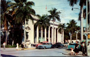 Vtg 1950s Post Office Street View Classic Cars Fort Myers Florida FL Postcard