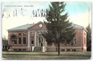 1910's Albion College Library Albion Michigan Grounds & Pines Posted Postcard